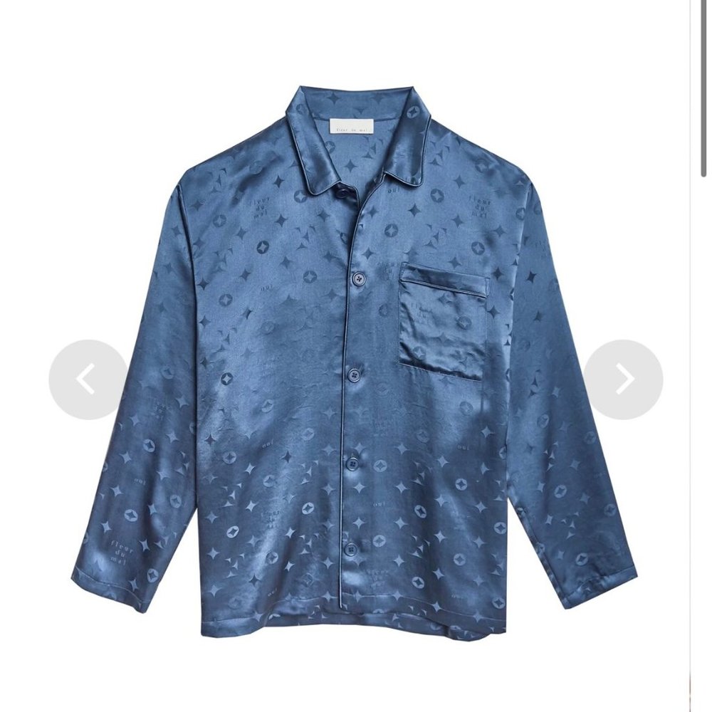 Fleur Du Mal 100% Silk  Jacquard PJ Pajama Top
